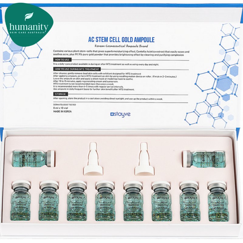 Stayve AC Stem Cell Gold Ampoule (10pcs x 8ml) – Humanity Skin